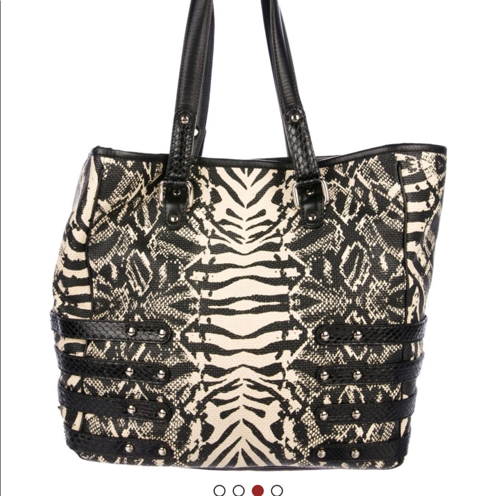Jimmy Choo Python-Trimmed Straw Hobo - Picture 3 of 4